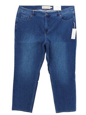 NWT SOFT SURROUNDINGS Ultimate Fly Front Straight Leg Jeans Mirror Lake Blue 24W
